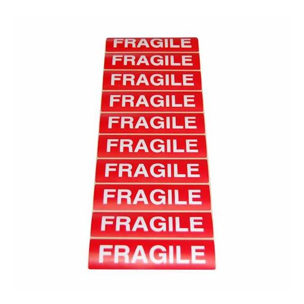 étiquette fragile verre imprimé rouge pour livraison paquet coli